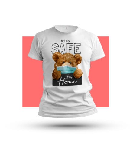 Macko stay safe-Tricko-Potlac triciek-Tricko s vlastnou potlacou-Tricko s navrhom-Prank.sk